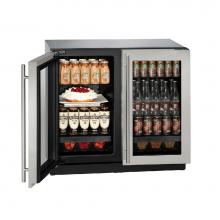 U Line U-3036RRGLS-00B - Glass Refrigerator 36'' Stainless 115v