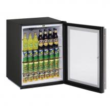 U Line U-ADA24RGLB-13B - Glass Refrigerator 24'' Lock Reversible Hinge Black 115v
