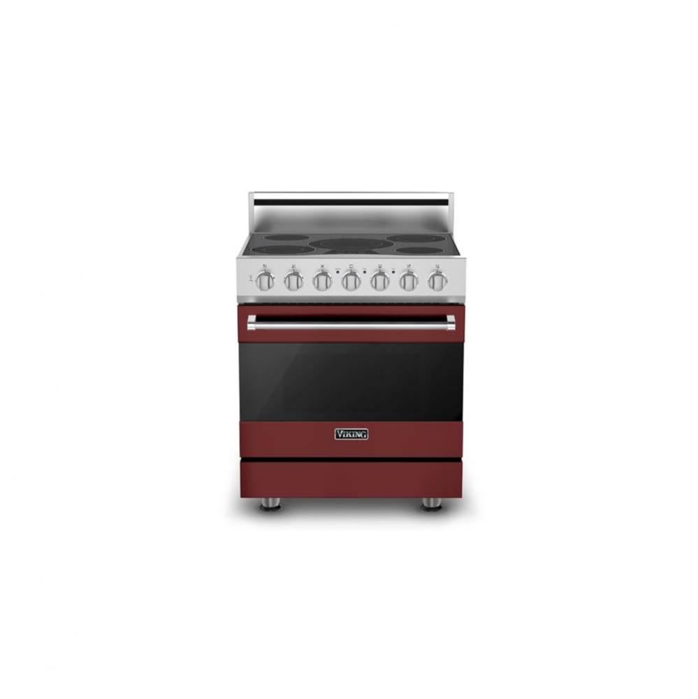 30''W./24''D. Electric Self-Clean Range-5 Burners-Black Reduction Red