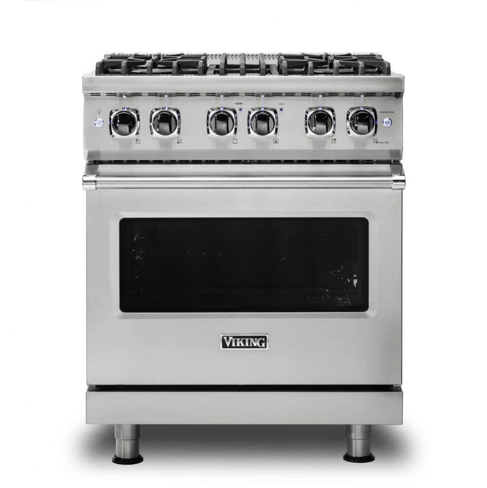30''W./24''D. Dual Fuel Self-Clean Sealed Burner Range-4 Burners-Stainless-LP