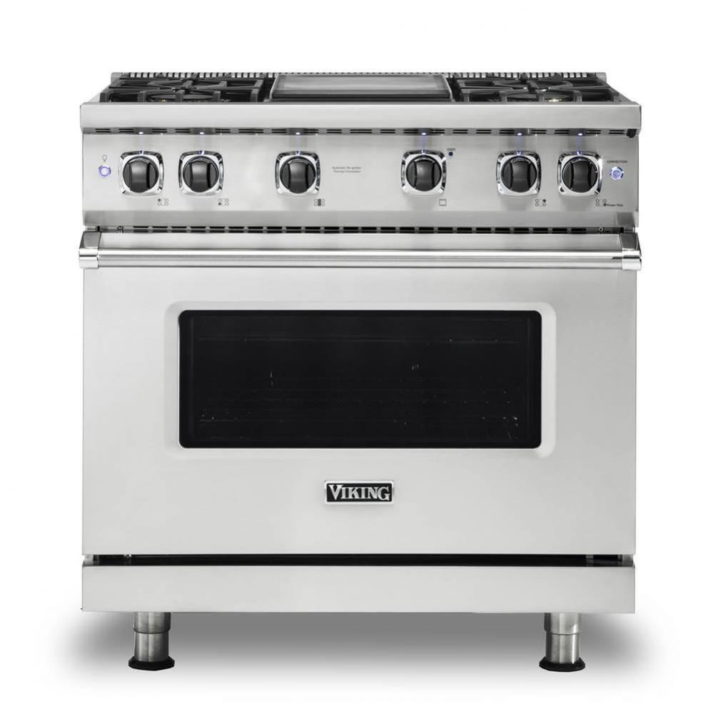 36''W./24''D. Gas Sealed Burner Range-4 Burners/Griddle-Stainless