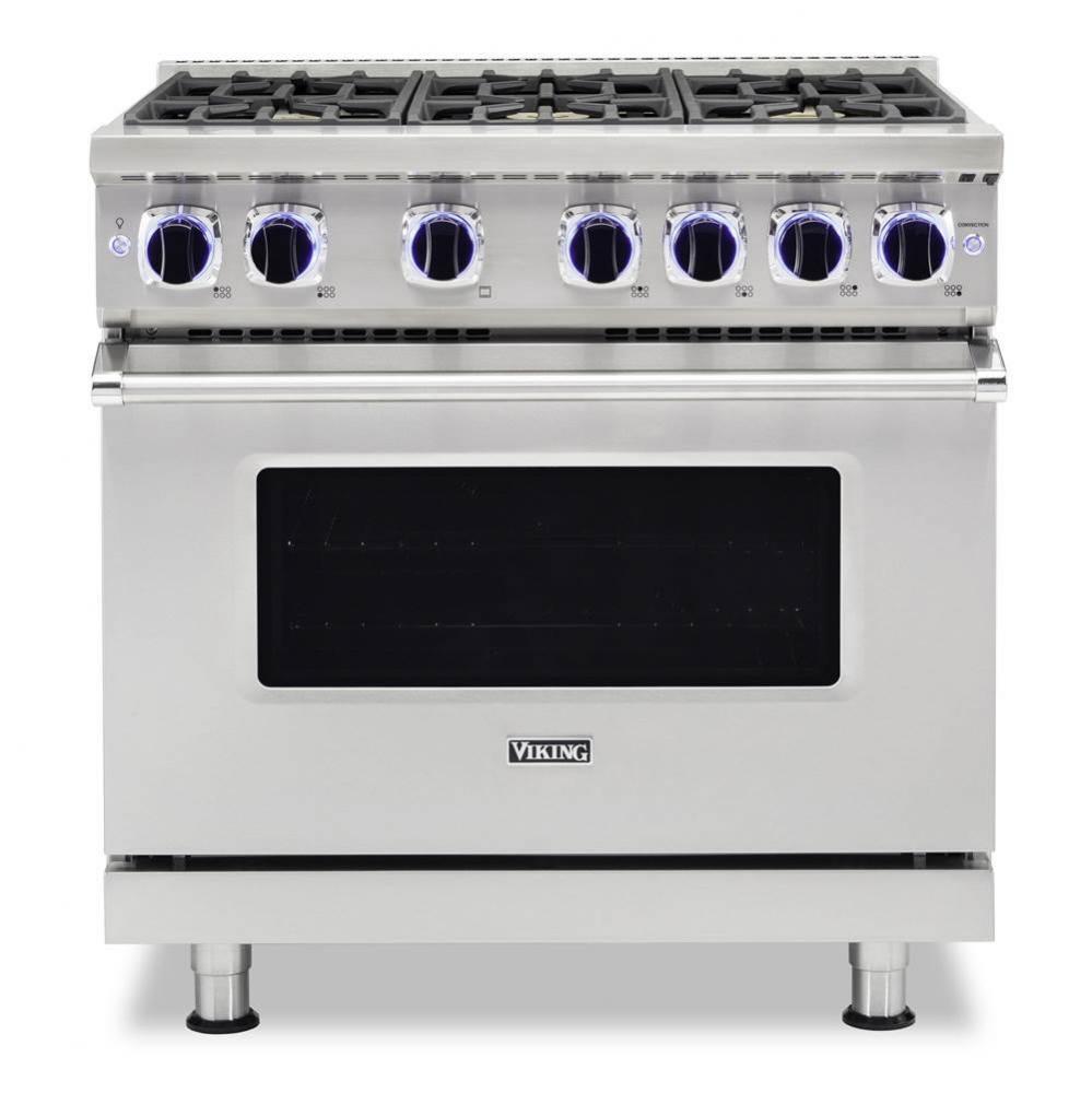36''W./24''D. Gas Sealed Burner Range-6 Burners-Stainless-LP