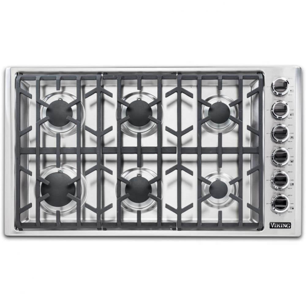 36''W. Gas Cooktop-6 Burners-Stainless-LP