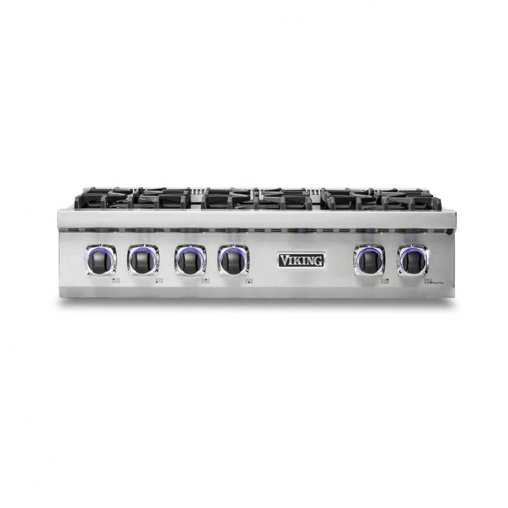 36''W./24''D. Gas Sealed Burner Rangetop-4 Burners/Griddle-Stainless-LP