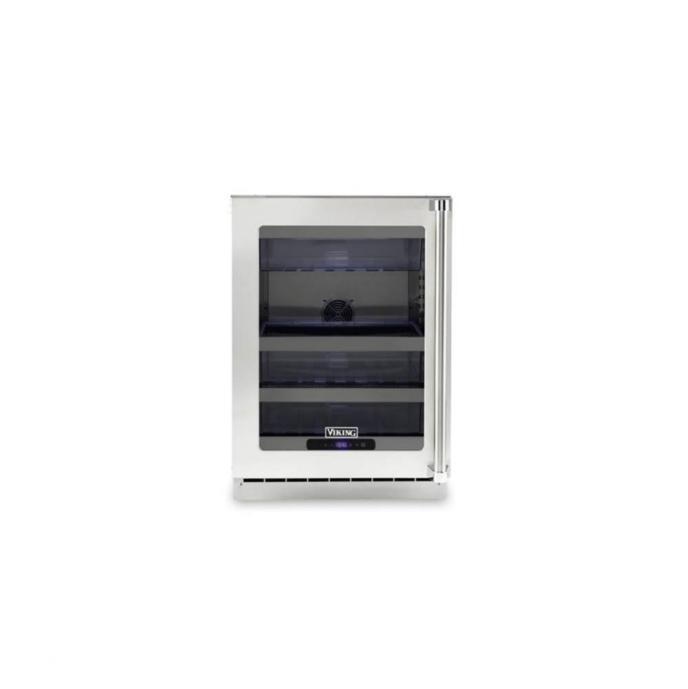 24''W. Refrigerator- Clear Glass Door-Stainless