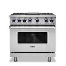 Viking VDR73624GSS - 36''W./24''D. Dual Fuel Sealed Burner Range-4 Burners/Griddle-Stainless