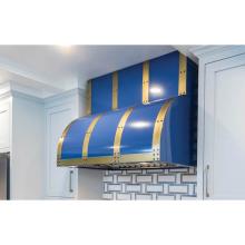 BlueStar BZ066MLPLTDCC - 66'' Bonanza Wall Hood With Designer Metal Strapping And Rivets. 600 Cfm Internal Blower