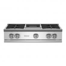 BlueStar RGTNB364CBV2L - 36'' Nova (Rnb) Range Top - (4) Burners With 12'' Charbroiler