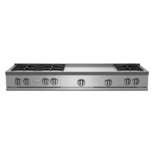 BlueStar RGTNB606GV2PLT - 60'' Nova (Rnb) Range Top - (6) Burners With 24'' Griddle