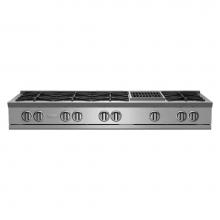 BlueStar RGTNB608CBV2LPLT - 60'' Nova (Rnb) Range Top - (8) Burners With 12'' Charbroiler