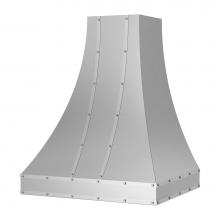 BlueStar RL030MLPLTCC - 30'' Ridgeline Wall Hood With Brushed Stainless Strapping And Rivets
