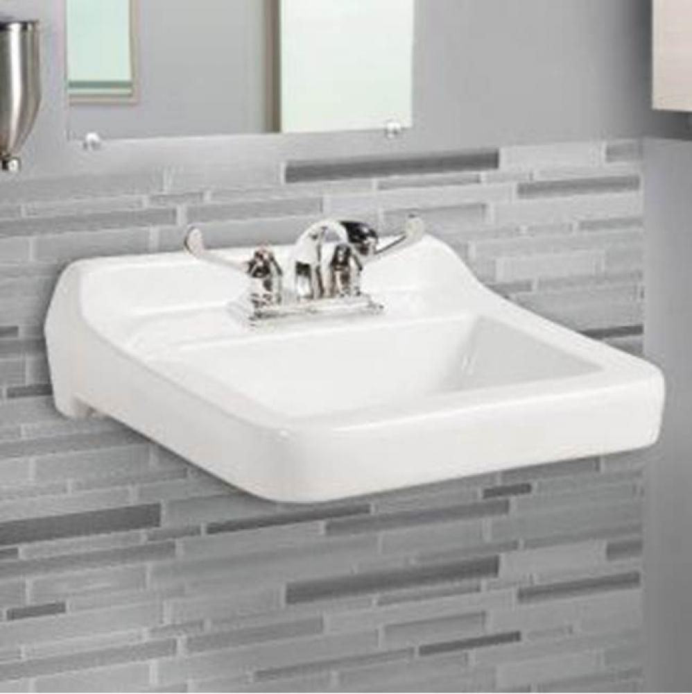 Wall mount sink, 8''center to center for faucet, with