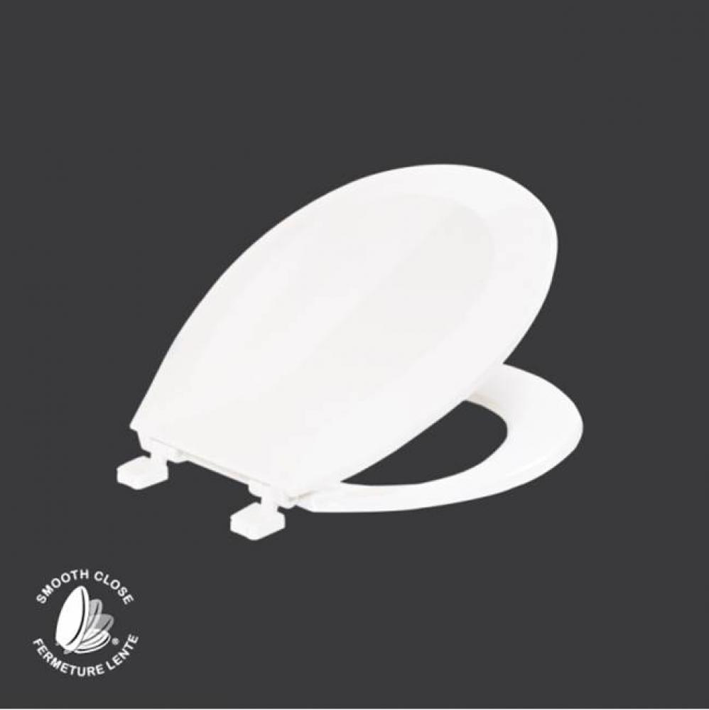 Slow closing plastic round front toilet