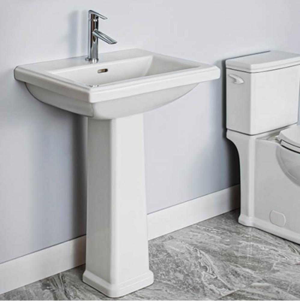 Washbasin and column, pre-drilled for single-hole