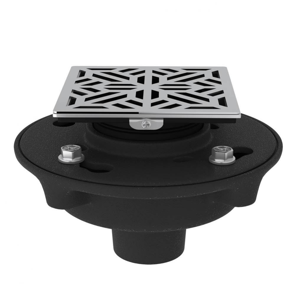 Cast Iron 2'' No Hub Drain Kit With 3144 Mosaic Decorative Cover