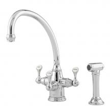 Perrin & Rowe U.1520LS-APC-2 - Georgian Era™ Filtration 3-Lever Kitchen Faucet With Sidespray