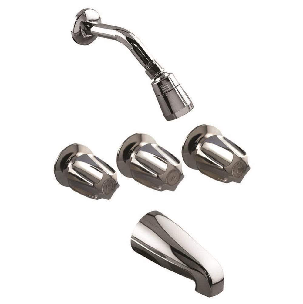 Chrome Plated Three Handle Tub/Shower Faucet