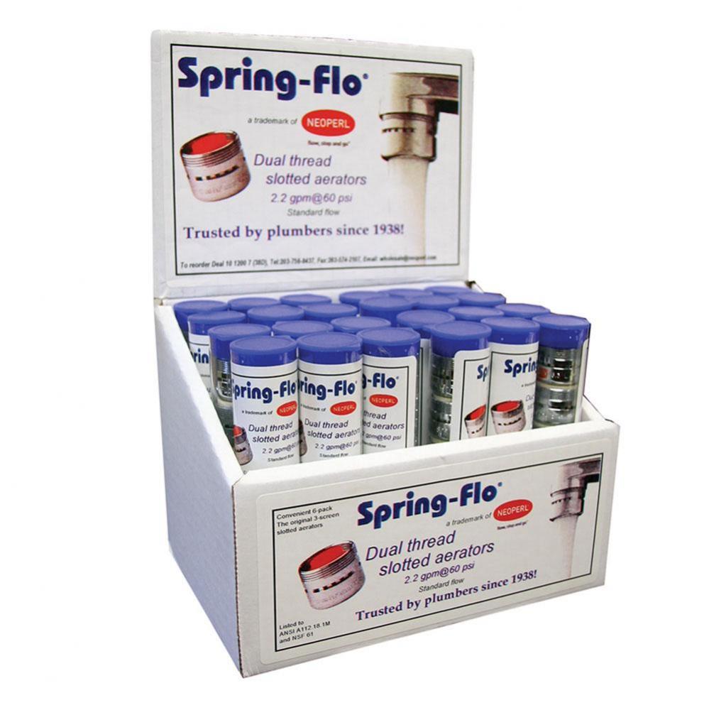 Dual Thread Slotted 2.2 Spring-Flo Aerator, Tube of 6 for Counter Display
