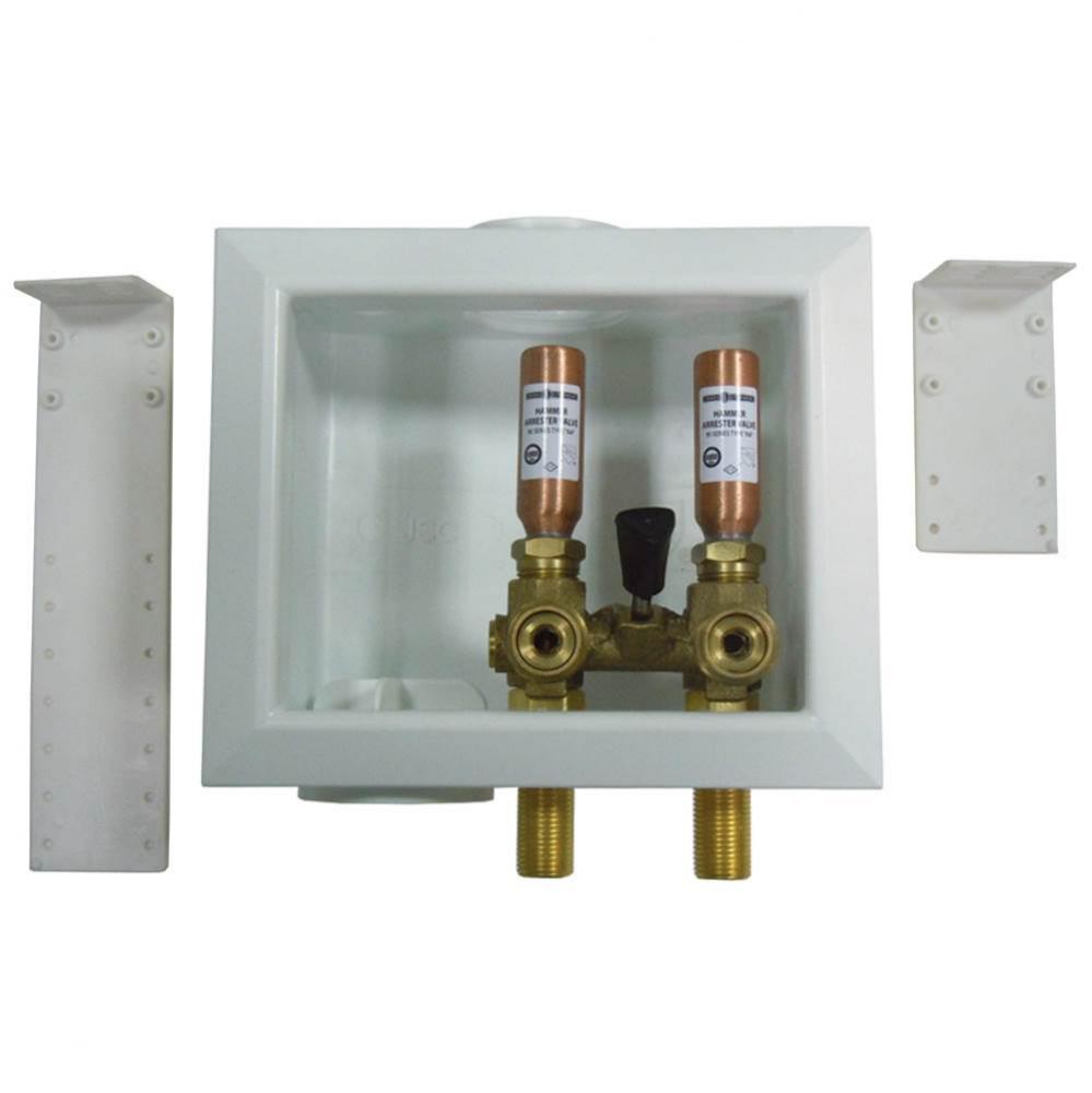 Washing Machine Box, Left Outlet With Hammer Arrester, Single Lever, 1/2'' MIP/SWT