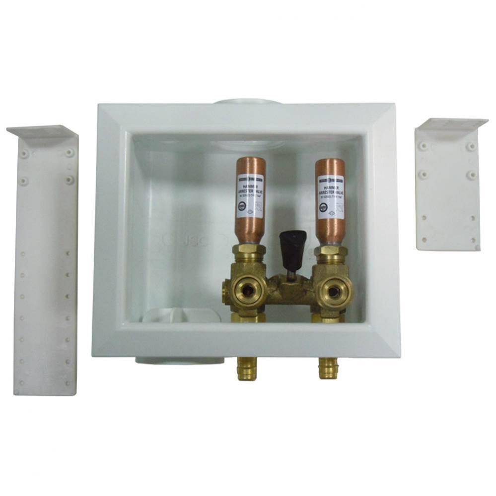 Washing Machine Box, Left Outlet With Hammer Arrester, Single Lever, 1/2'' Expansion Sty