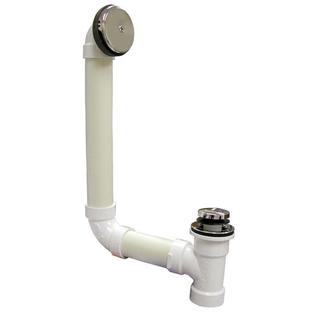 Schedule 40 PVC One-Hole Chrome Plated Toe Touch Direct T-Waste, Full Kit - Includes Pipe and Elbo