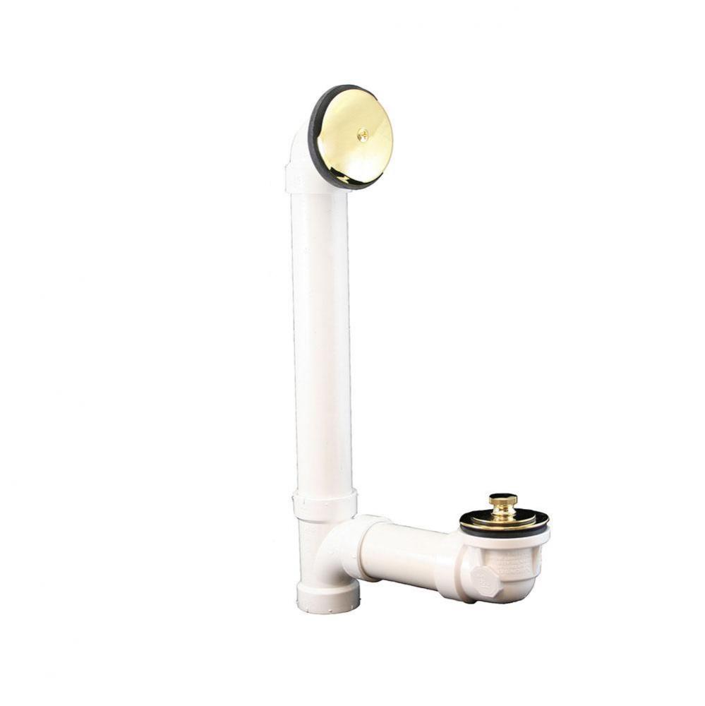 Schedule 40 PVC One-Hole Polished Brass Friction Lift, Standard Full Kit - Includes Pipe and