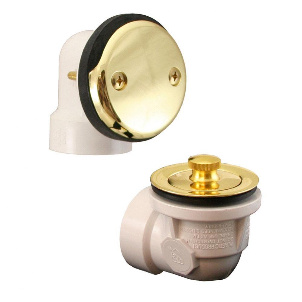 Schedule 40 PVC Two-Hole Polished Brass Lift and Turn, Standard Half Kit - No Pipe or Tee Included