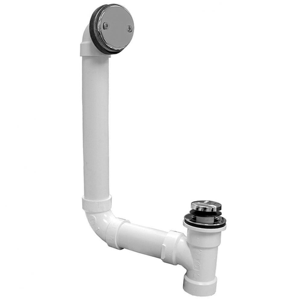 Schedule 40 PVC Two-Hole Chrome Plated Toe Touch Direct T-Waste, Full Kit - Includes Pipe and Elbo