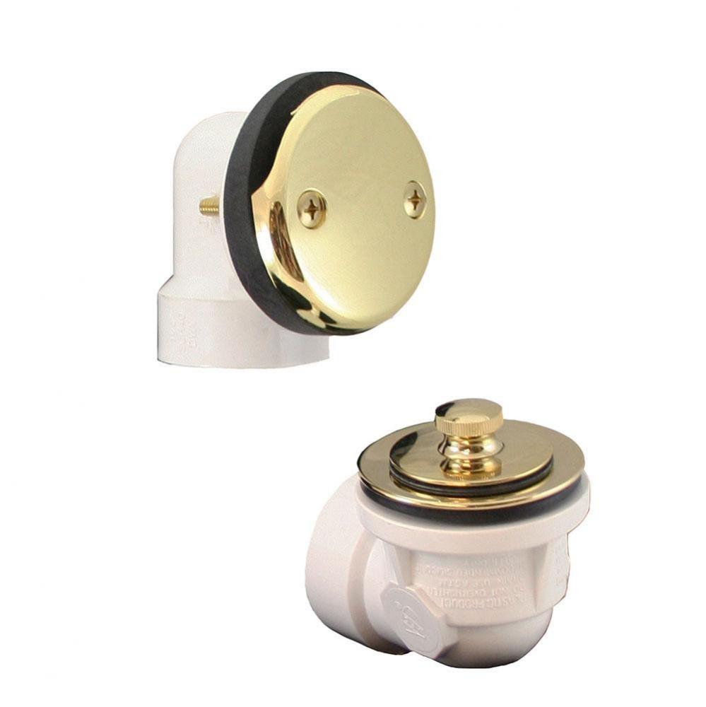 Schedule 40 PVC Two-Hole Polished Brass Friction Lift, Standard Half Kit - No Pipe or Tee Included