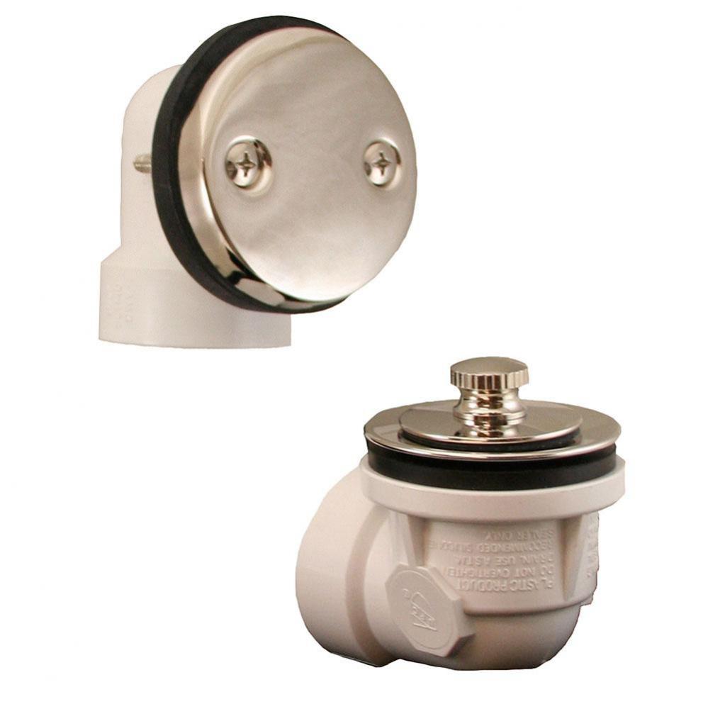 Polished Nickel Standard Two-Hole Schedule 40 Friction Lift Half Kit