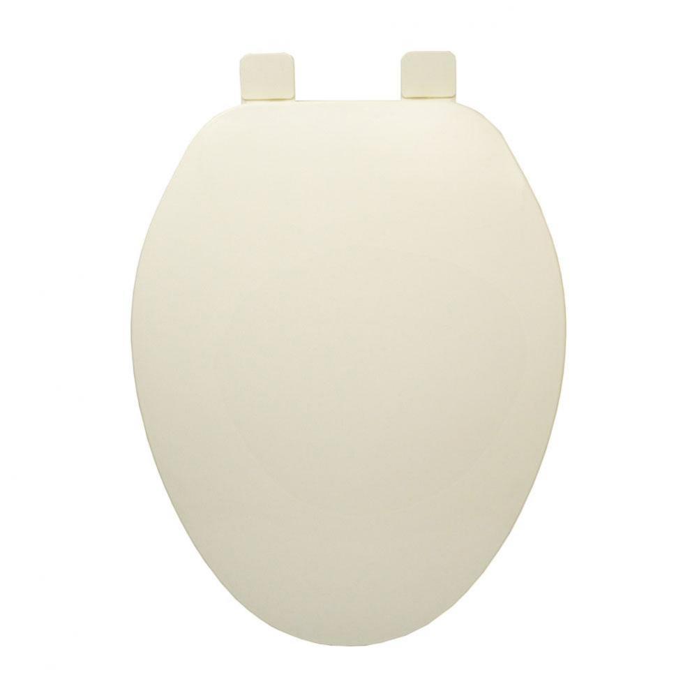 Builder Grade Plastic Toilet Seat, Biscuit, Elongated Closed Front with Cover