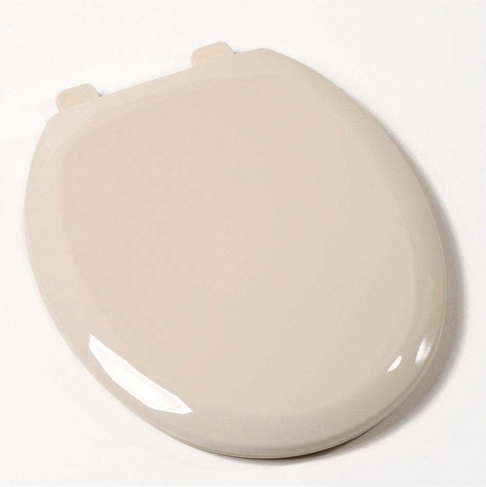 Slow-Close Premium Plastic Seat, Bone, Round Closed Front with Cover