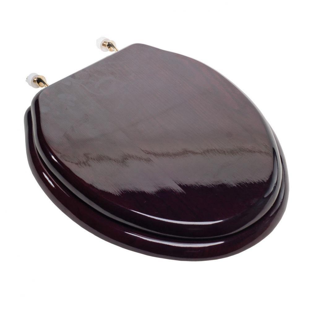 Designer Wood Seat with Piano Finish, Mahogany Finish, Brass Hinge, Elongated Closed Front with Co