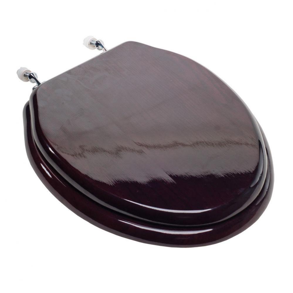 Designer Wood Seat with Piano Finish, Mahogany Finish, Chrome Hinge, Elongated Closed Front with C