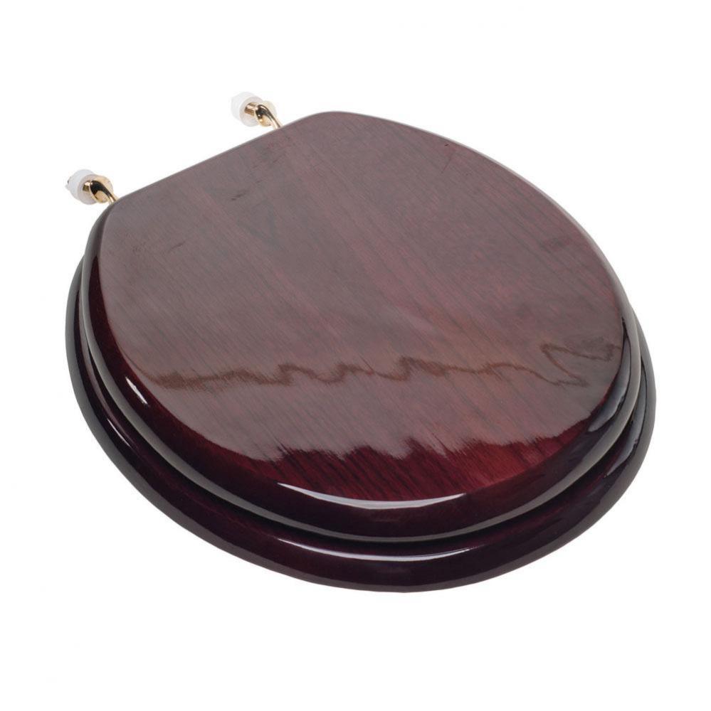 Designer Wood Seat with Piano Finish, Mahogany Finish, Brass Hinge, Round Closed Front with Cover