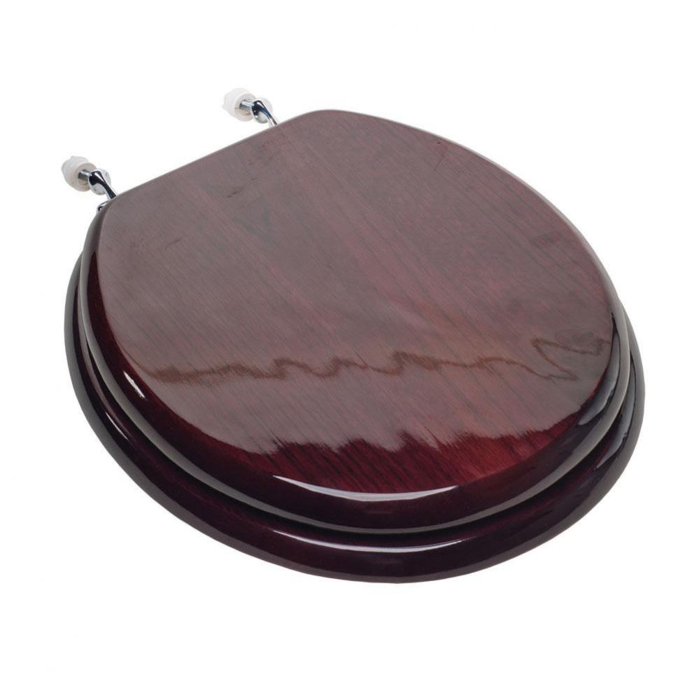 Designer Wood Seat with Piano Finish, Mahogany Finish, Chrome Hinge, Round Closed Front with Cover