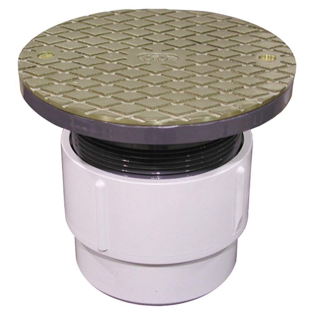 3'' x 4'' PVC Pipe Fit Base Cleanout with 3-1/2'' Plastic Spud and 6