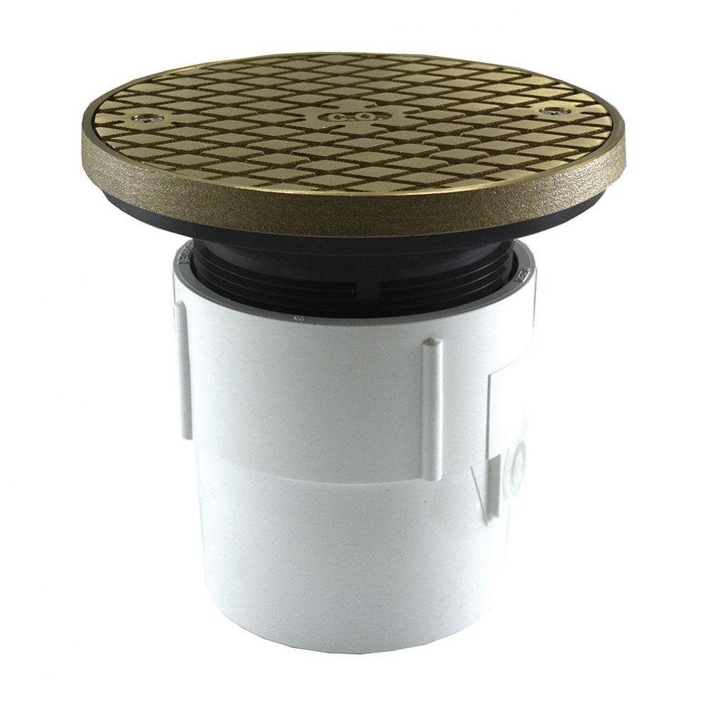 3'' x 4'' PVC Pipe Fit Base Cleanout with 3-1/2'' Plastic Spud and 6