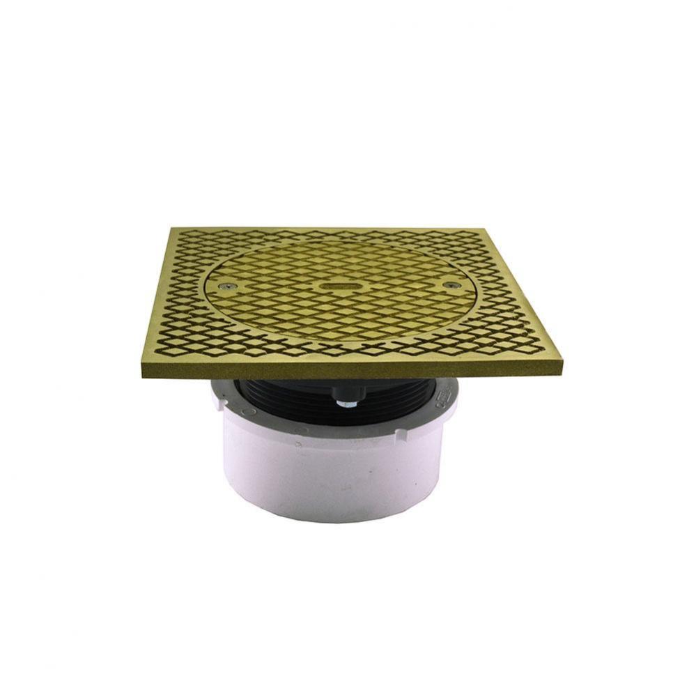 4'' PVC Inside Pipe Fit Base Cleanout with 3-1/2'' Plastic Spud and 7'&ap