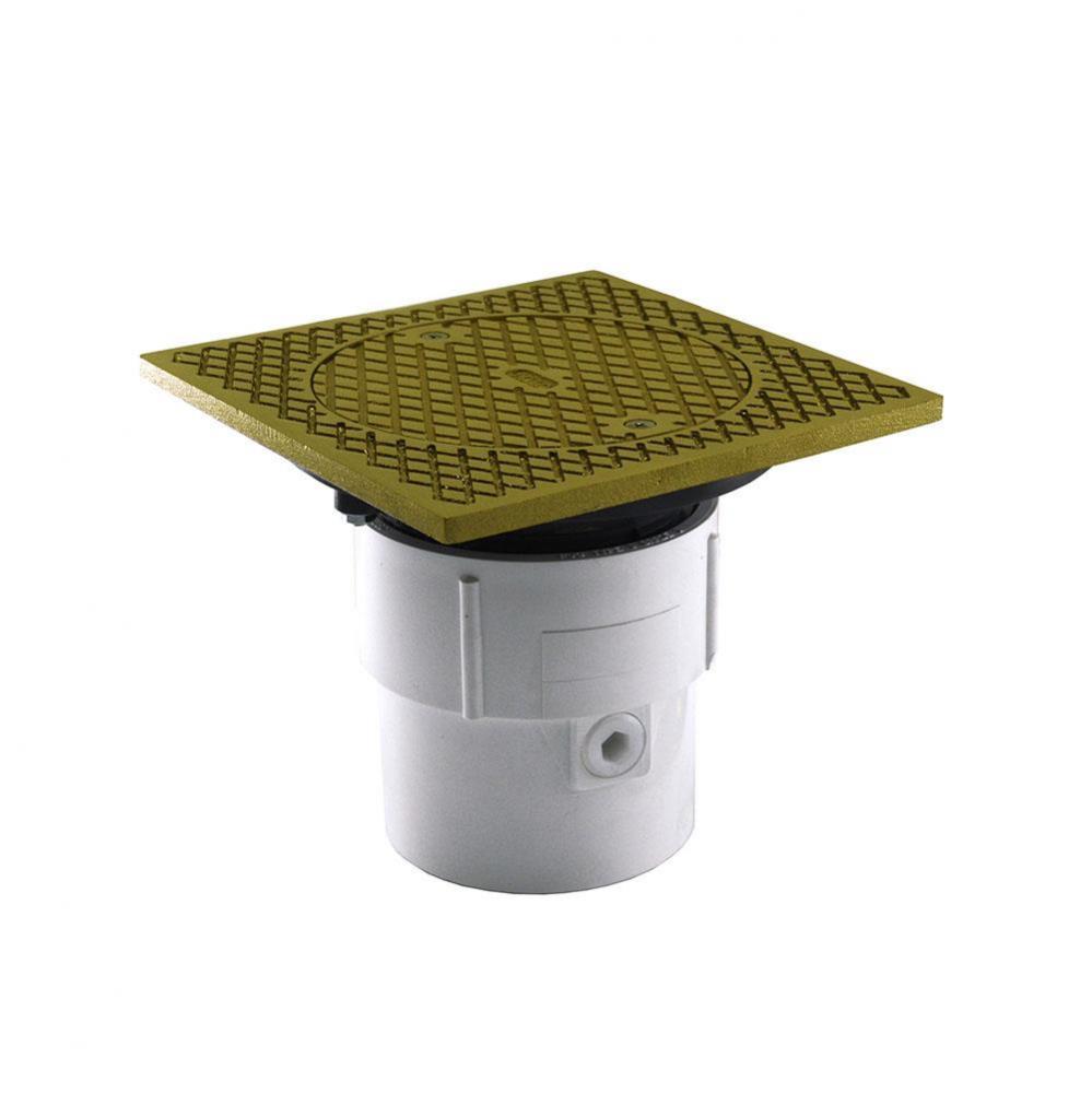 3'' x 4'' PVC Pipe Fit Base Cleanout with 3-1/2'' Plastic Spud and 7