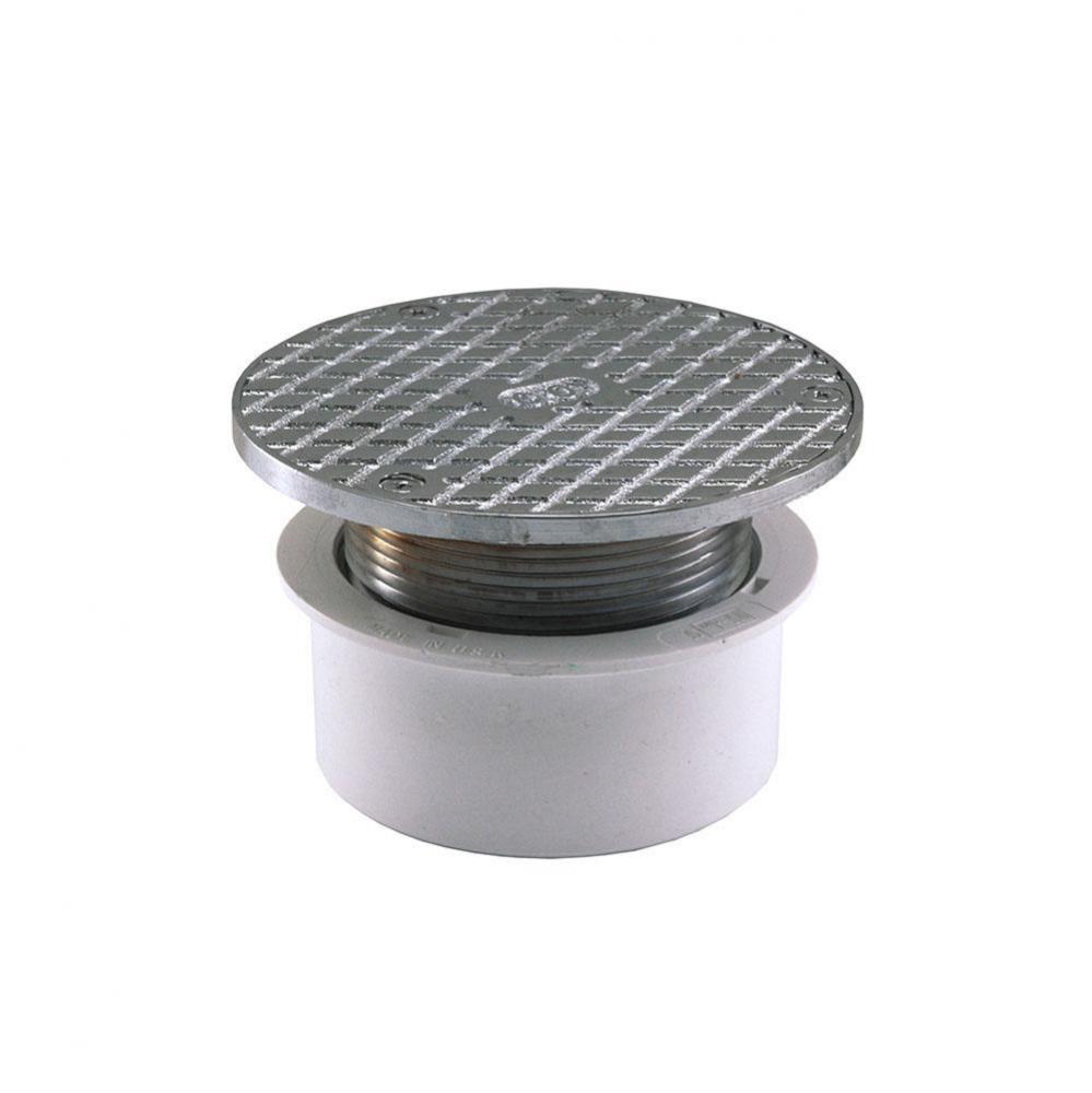 4'' PVC Inside Pipe Fit Base Cleanout with 3'' Metal Spud and 5'' Ch