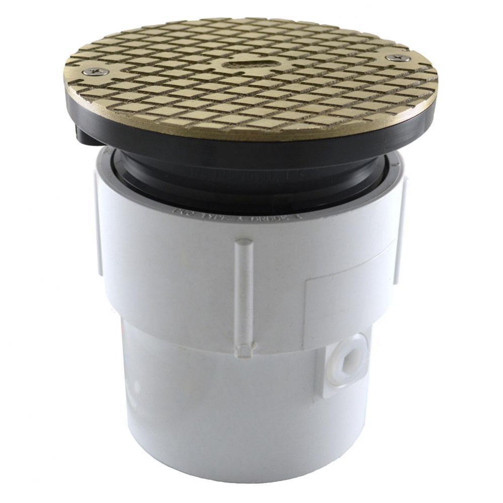 3'' x 4'' PVC Pipe Fit Base Cleanout with 3-1/2'' Plastic Spud and a