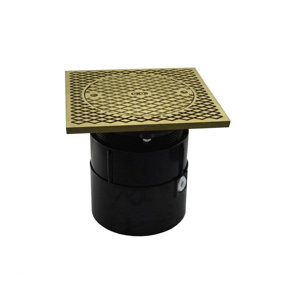 4'' ABS Over Pipe Fit Base Cleanout with 4'' Plastic Spud and 7'' Ni