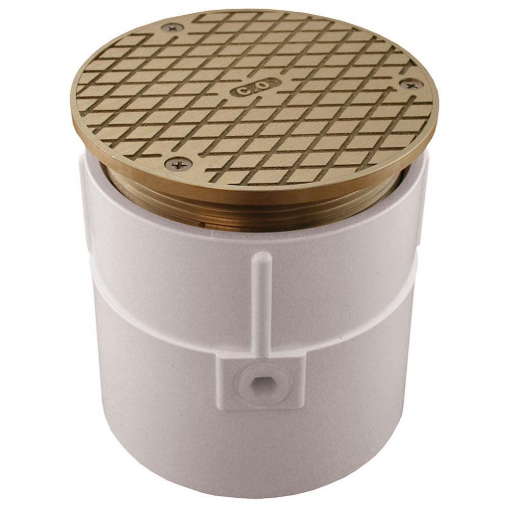 4'' PVC Over Pipe Fit Base Cleanout with 4'' Metal Spud and 6'' Nick