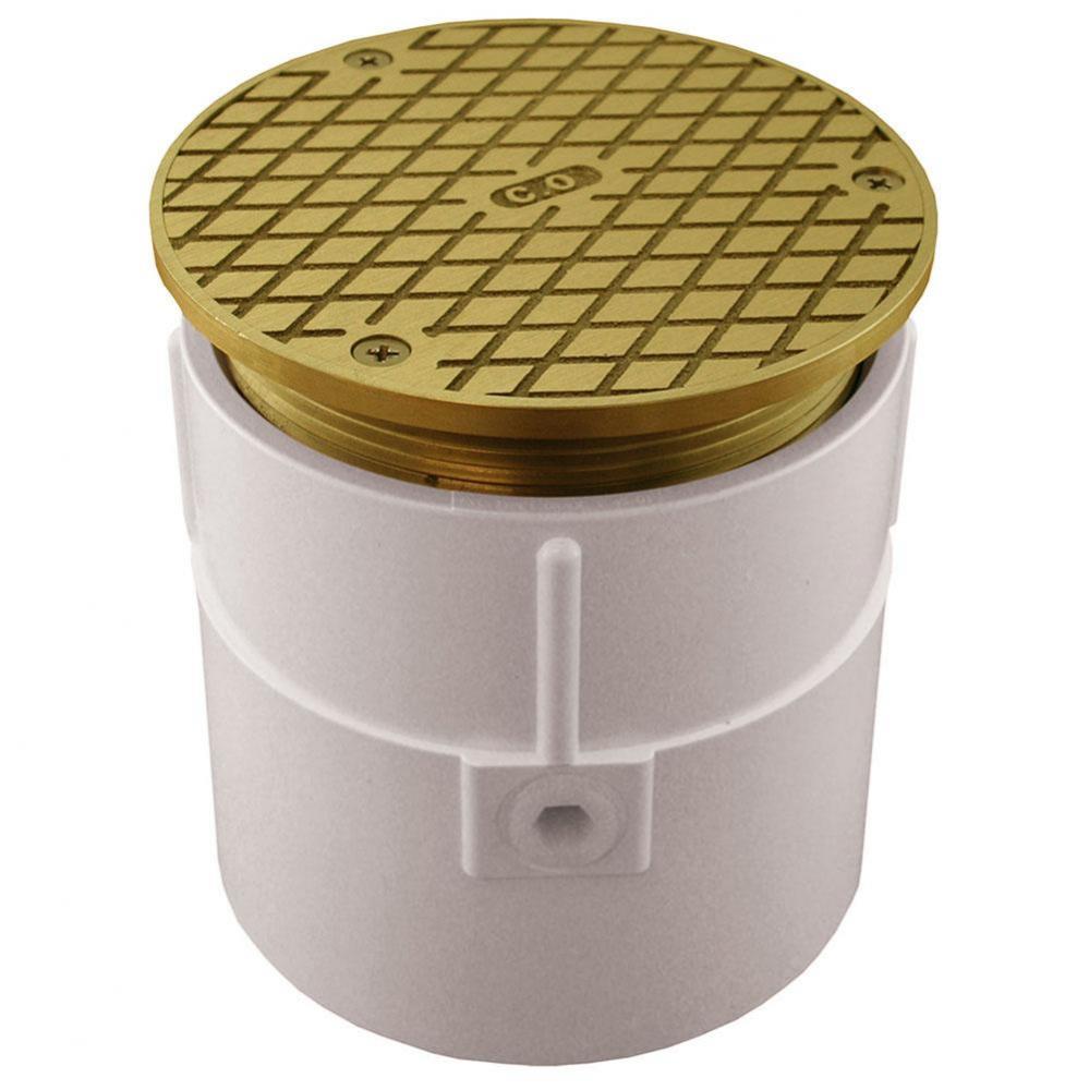 4'' PVC Over Pipe Fit Base Cleanout with 4'' Metal Spud and 6'' Poli