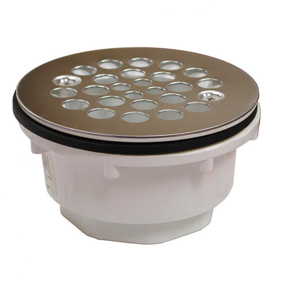 2'' PVC Shower Stall Drain with Receptor Base and Stainless Steel Strainer