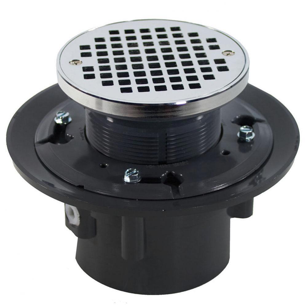 2'' x 3'' Heavy Duty PVC Drain Base with 3-1/2'' Plastic Spud and 6&