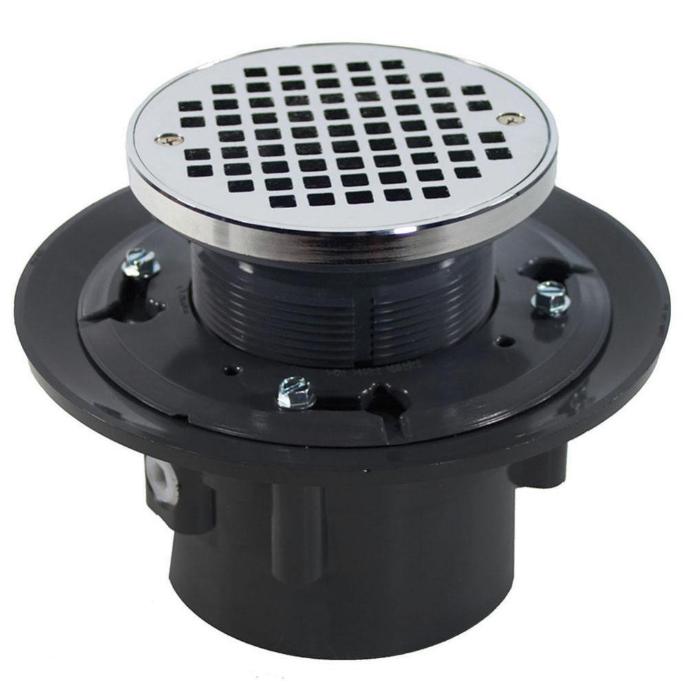 2'' x 3'' Heavy Duty PVC Drain Base with 4'' Plastic Spud and 6&apos