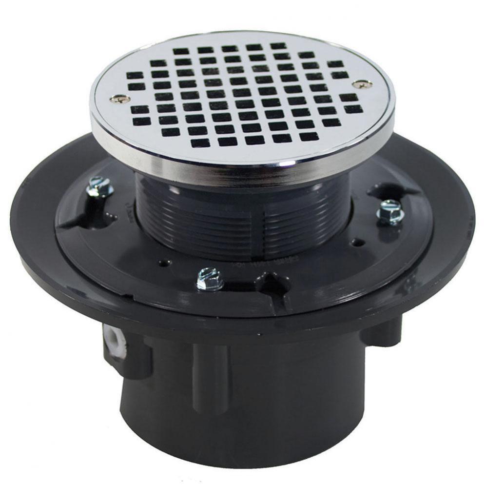 3'' x 4'' Heavy Duty PVC Drain Base with 3'' Plastic Spud and 6&apos