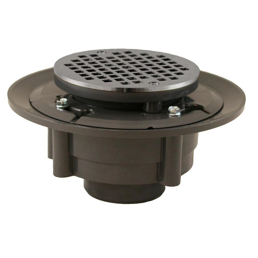 Brushed Nickel 2'' x 3'' Heavy Duty Shower Drain with 3-1/2'' Spud a